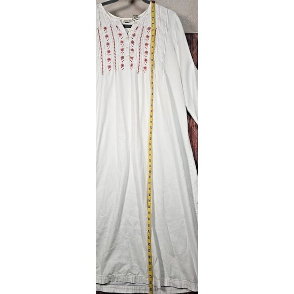 L.L. Bean Prairie Cotton Flannel Nightgown 0 YS85 Embroidery Pintuck Cottage L - Picture 2 of 12